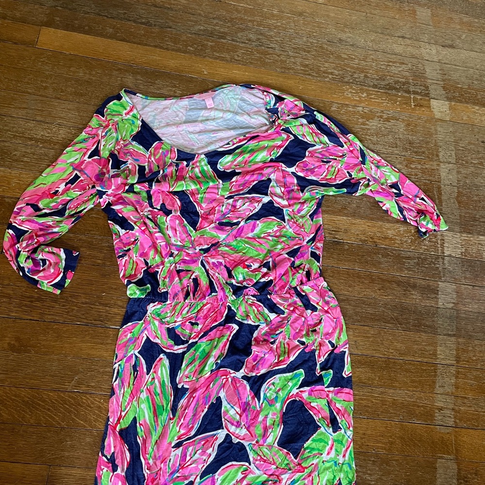 Lilly Pulitzer Pink and Green Leaf Dress